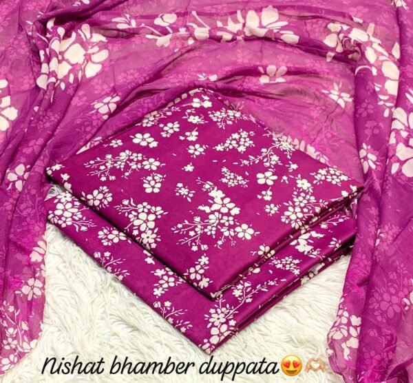 Nishat Premium Bhamber Dupatta 3-Piece Lawn Collection 2026
