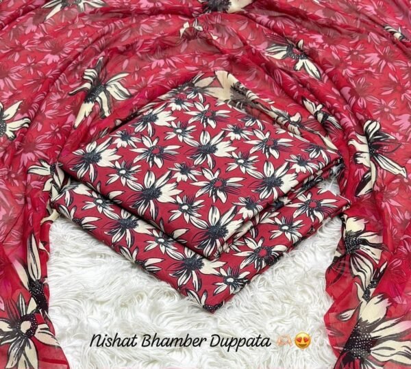 Nishat Premium Bhamber Dupatta 3-Piece Lawn Collection 2026