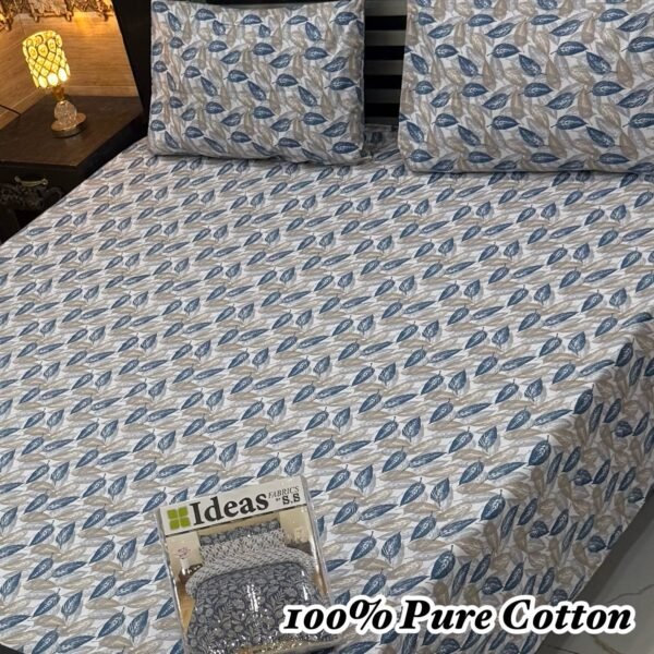 100% Pure Cotton King Size Bedsheet Set – 3 Piece