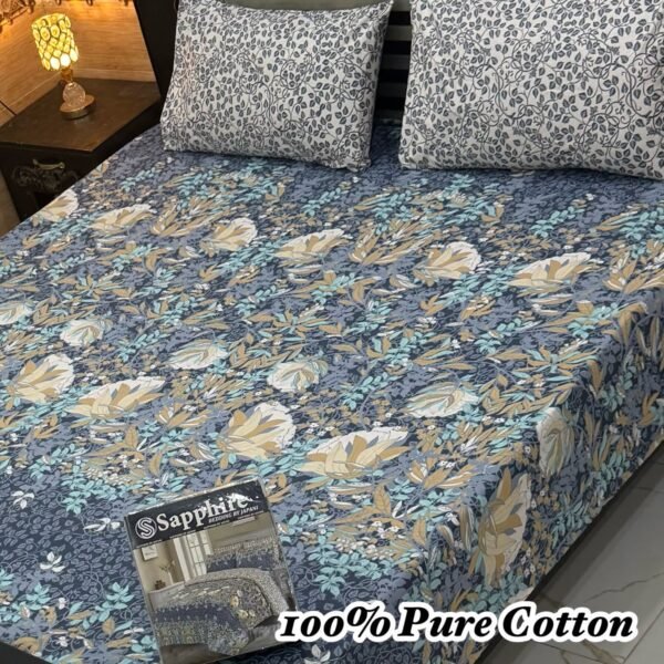 100% Pure Cotton King Size Bedsheet Set – 3 Piece