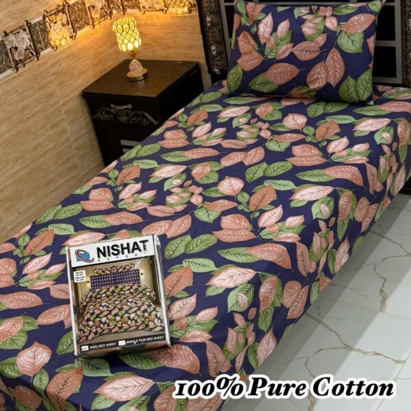100% Pure Cotton Single Bedsheet Set – 4 Piece