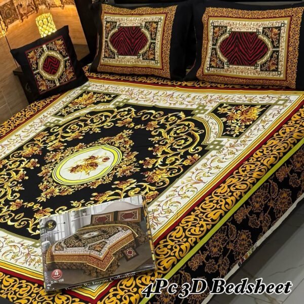 4-Piece 3D Panel Crystal Cotton Bedsheet Set