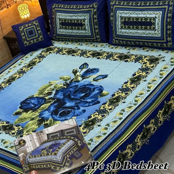 4-Piece 3D Panel Crystal Cotton Bedsheet Set