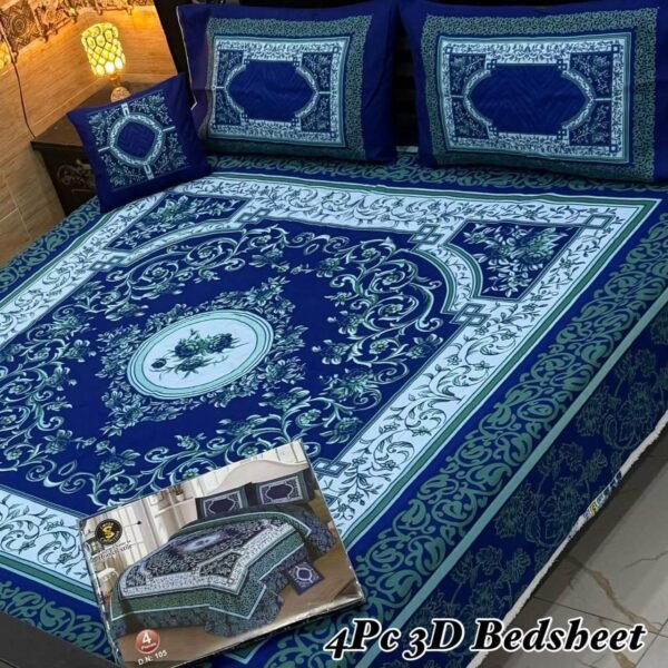 4-Piece 3D Panel Crystal Cotton Bedsheet Set